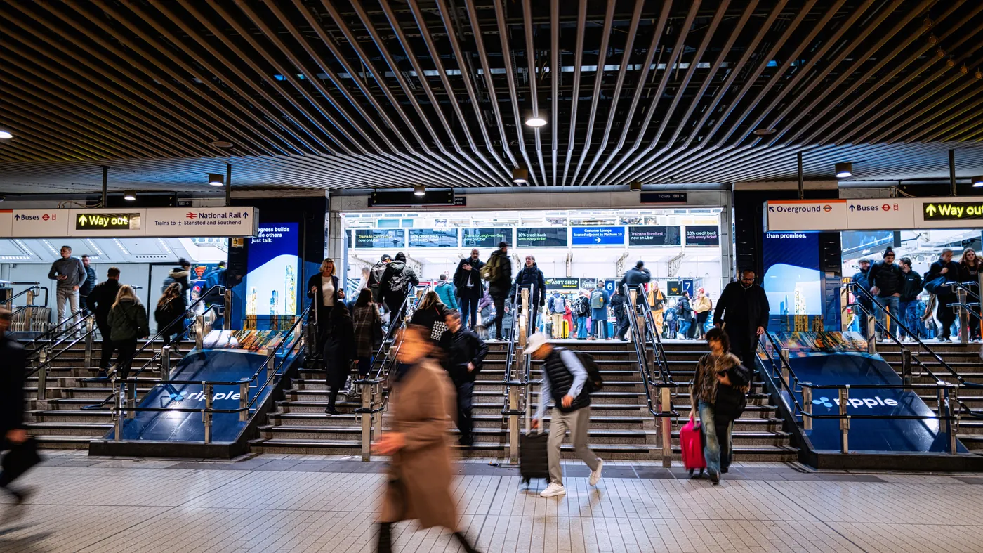 Digital screens at an Underground station gateline
