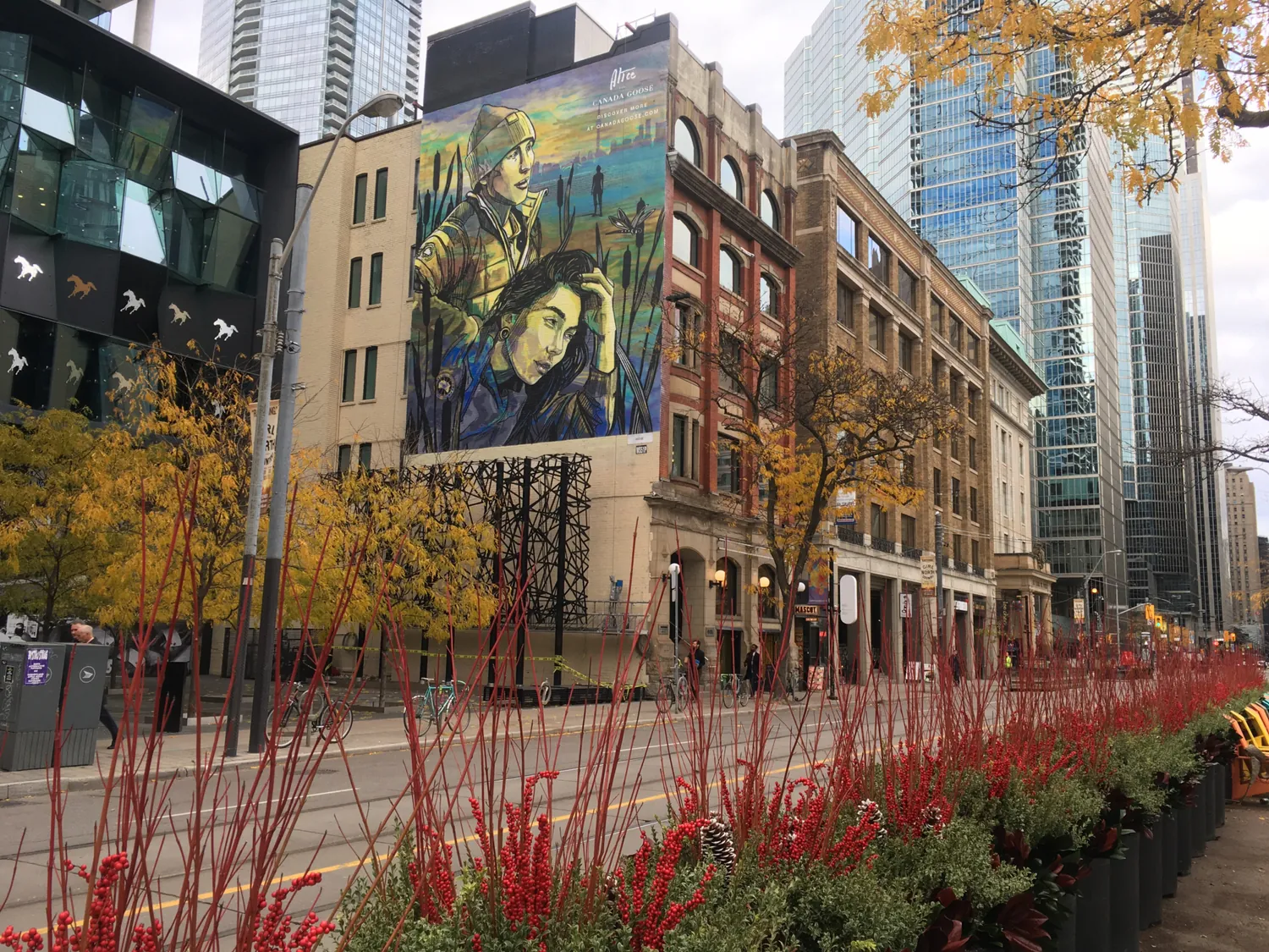 Painted wall mural on a building facade in Toronto