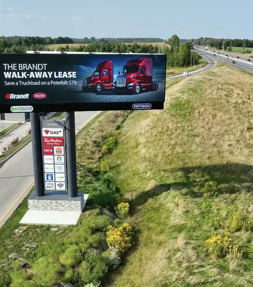 Pattison digital billboard at the ONroute service centre, Innisfil, Ontario