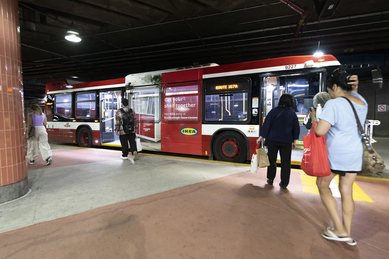 TTC bus at a Toronto station platform